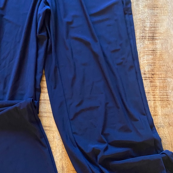 MARINA DRESSES navy blue jumpsuit embellished rhinestones halter belt - Picture 8 of 10